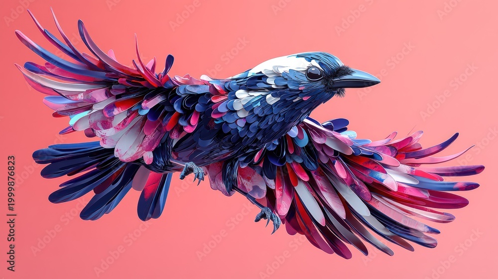 Fototapeta premium Colorful abstract bird in flight