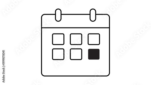 Billede på lærred Minimalist Calendar Vector Icon with Editable Stroke, Featuring a Simple Line Art Design of a Monthly Planner Page on White Background, Perfect for Scheduling, Events, and Appointment Booking