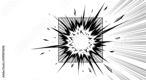 Tableau sur toile Dynamic Manga Style Action Burst Effect Illustration.
