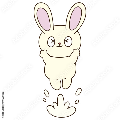 元気にジャンプするウサギのキャラクター
