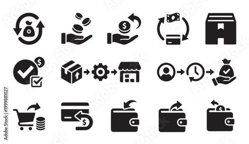 Photography Finance and business transaction icon collection with business, transaction