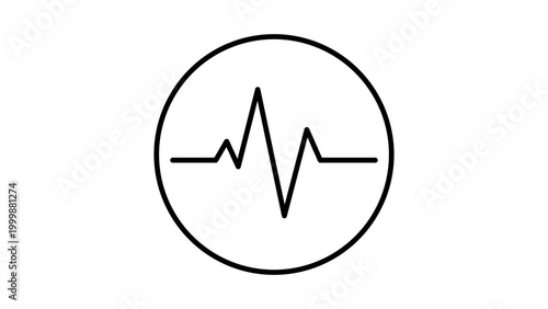 Heartbeat Pulse Line Vector Icon with Editable Stroke. Minimalist Black Outline EKG ECG Monitor Symbol for Healthcare and Medical Design. Scalable Illustration for Web, Apps, and Print Media.