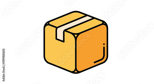 Illustration of a closed cardboard box with tape on a white background