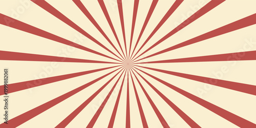 Circus background of spiral red beige rays vector illustration. Vintage radial pattern with sunbeams or starburst strip. Circus, carnival, summer fair or chapiteau backdrop.