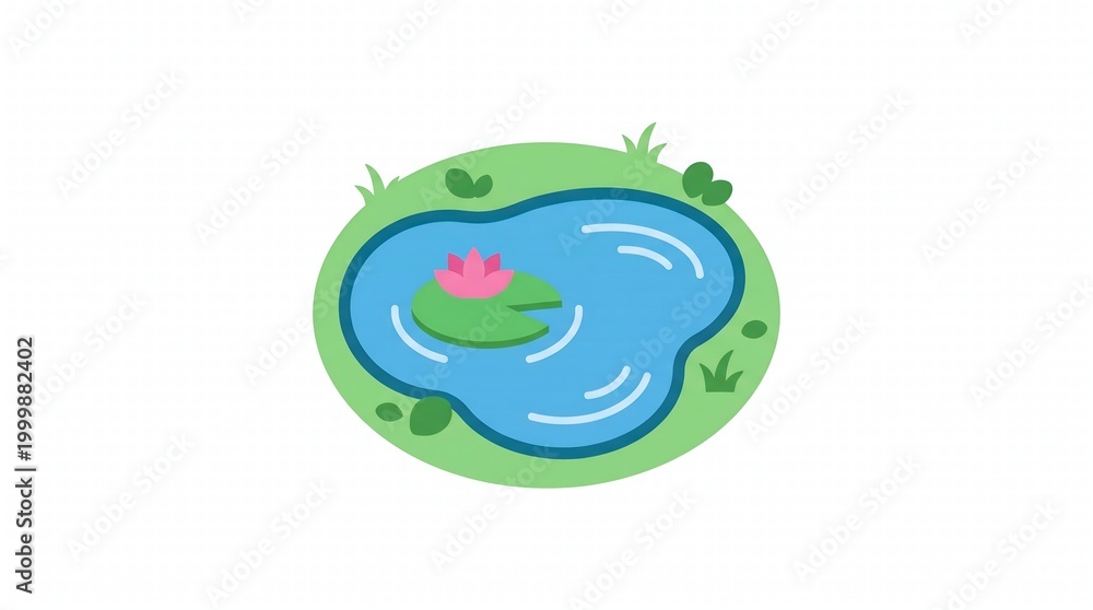 Fototapeta premium Pond Icon with Water Lily for Nature and Environment Design