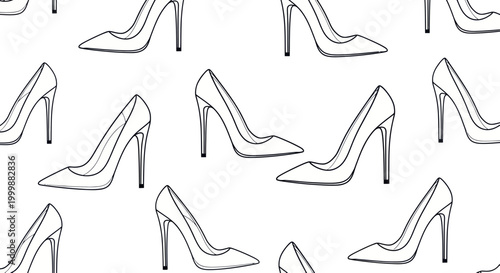 Elegant High Heel Shoe Pattern - Fashionable Footwear Illustration