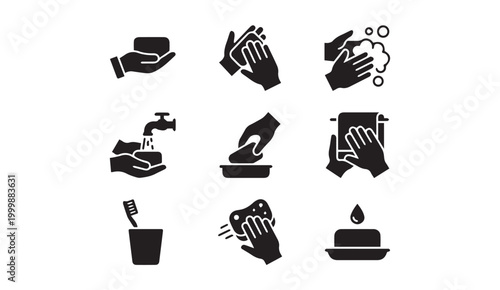 Hand hygiene and personal care icons set with sanitizer protection sanitary
