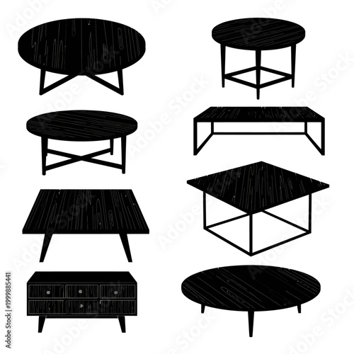 Collection of modern coffee tables.