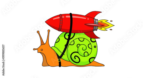Snail with Rocket on Shell - Speed Metaphor