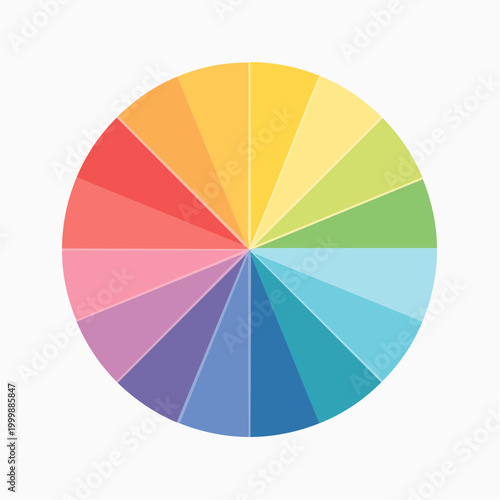 A visual representation of a color wheel showing a spectrum of hues and their relationships