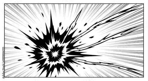 Dramatic manga style impact explosion illustration.