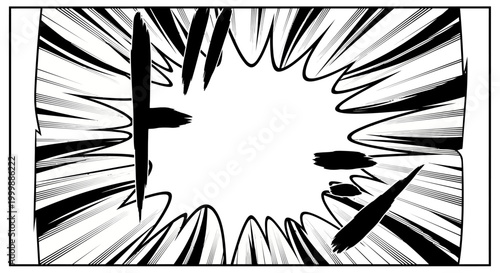 Dramatic manga style action speed lines explosion effect.