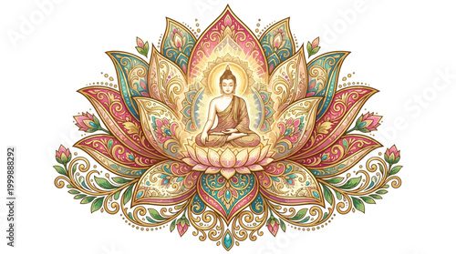 Serene Buddha Silhouette with Flowing Abstract Waves.