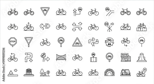Collection of Bicycle Icons and Symbols for Cycling Enthusiasts.