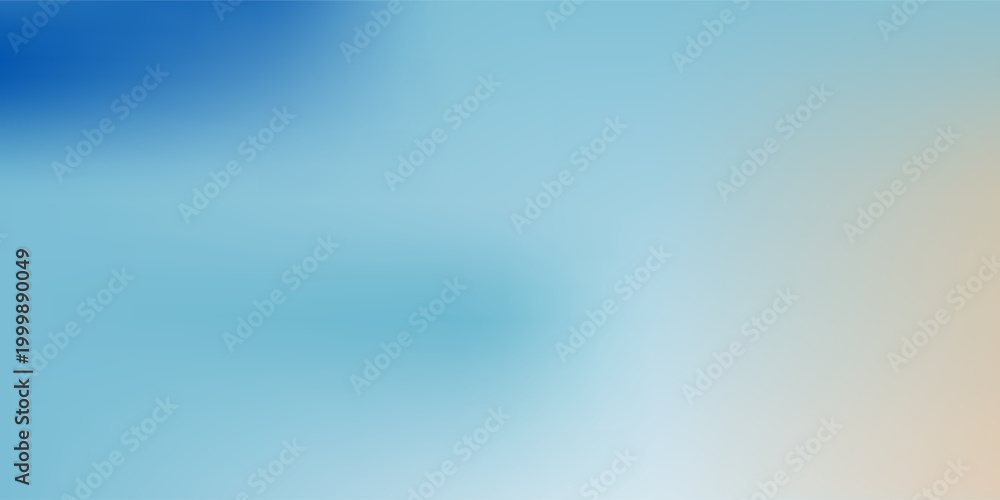 Obraz premium Abstract seaside. Ocean landscape vector texture. Aesthetic blue and beige gradient background. Blurred sea wave pattern. Sun, clouds, rays. Ocean breeze wide banner