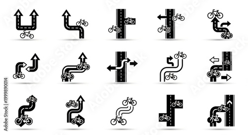 Collection of Bicycle Route Signs and Symbols.