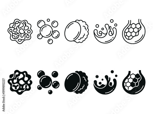 Skincare Cosmetic Ingredient Icons Set - Science Laboratory Symbols for Beauty Products, Serum, Molecule, and Skin Cell Illustration