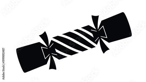 A black silhouette of a christmas cracker festive holiday decoration silhouette