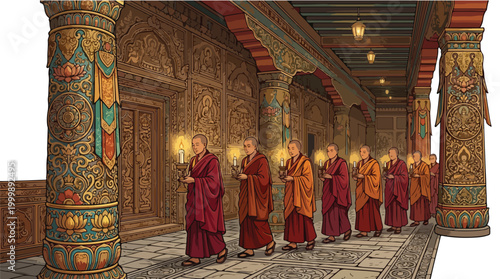 Minimalist line art illustration of Buddha meditating inside a blooming lotus flower.