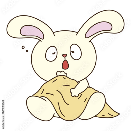 昼寝中にあくびをするウサギのキャラクター
