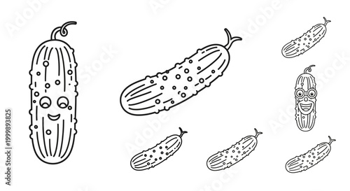 A group of pickled cucumbers illustration.