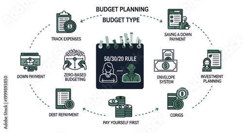 Budget Planning Notebook and Icons.