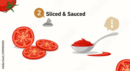 Fresh sliced tomatoes with red sauce.