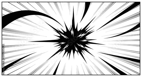 Dynamic Manga Style Impact Effect with Radial Lines.