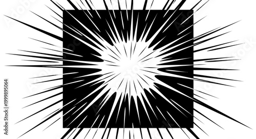 Black and white manga style speed lines effect.