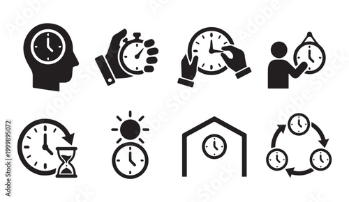 Obraz na płótnie Time management and clock icons collection with management schedule duration