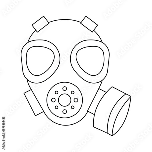 Gas mask icon for safety and protection in chemical warfare or toxic environments.Editable stroke, Vector illustration, Line art Icon, Symbols.