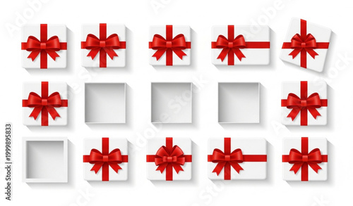 3D realistic open gift box with hearts vector romantic present surprise love concept isolated on white