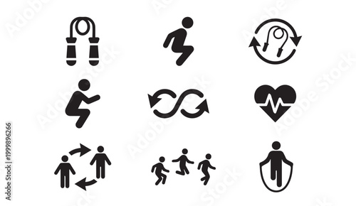 Cuadro en lienzo Fitness and healthy lifestyle workout icons with exercise training lifestyle