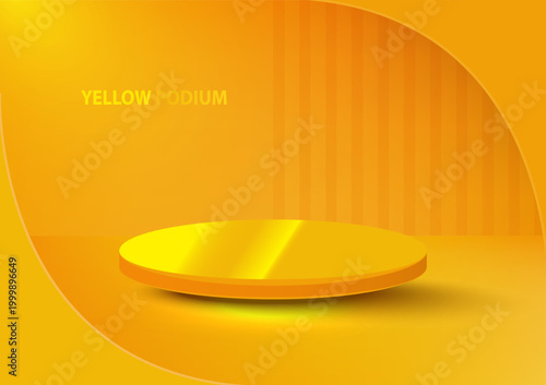 Empty yellow podium template for branding and Product display for social media posts. Vector illustration.
