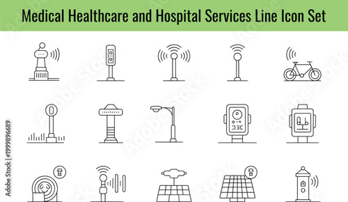 Set of line icons representing various medical healthcare and hospital services for use in design projects