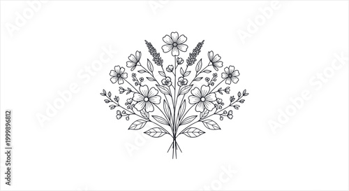 Bild auf Leinwand Elegant Hand-Drawn Botanical Bouquet Illustration.