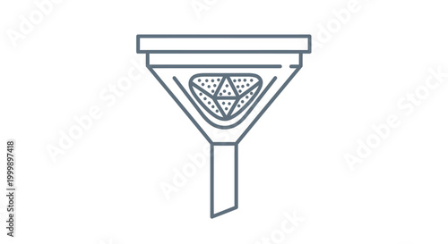 Abstract funnel icon representing data filtering and process optimization.