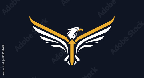 Abstract eagle logo with upward arrow and wings
