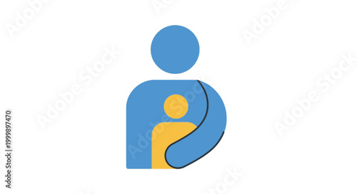 Abstract icon of parent holding a child
