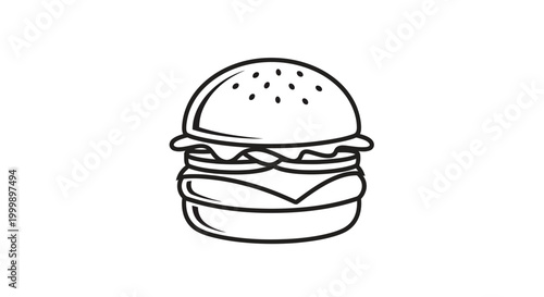 Simple outline drawing of a classic hamburger.