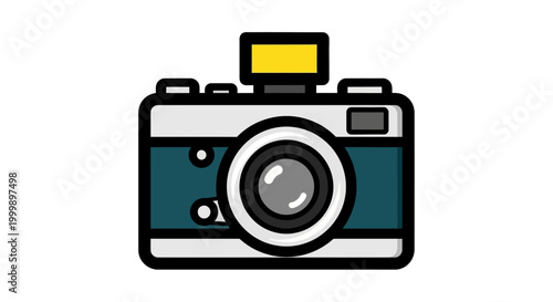 Retro camera with flash, illustration