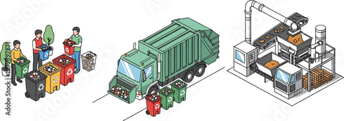 auto repair shop scene illustrated in isometric style