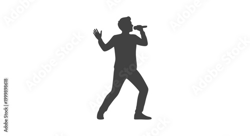 Man Singing into Microphone Silhouette.