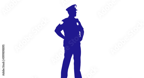 Silhouette of a Police Officer Standing.