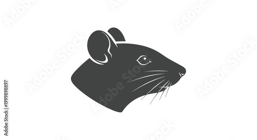 Black and White Mouse Head Illustration.