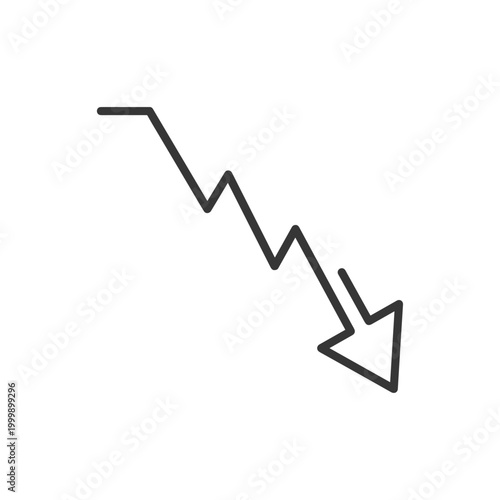 Monoline chart arrow indicating decline and negative trend