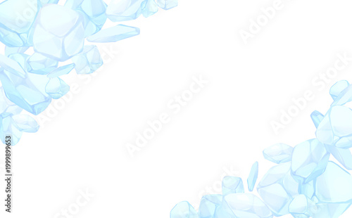 手描きの氷イラスト透過フレーム_横