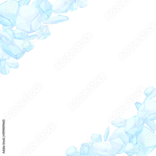 手描きの氷イラスト透過フレーム_正方形
