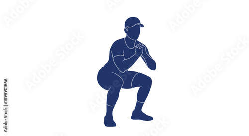Baseball Catcher in Crouching Position.