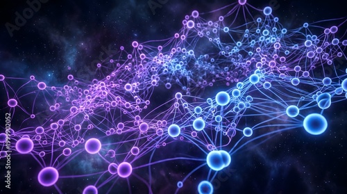 Cloud Network Connected Nodes 3D Render